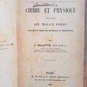 Libro "Chimie et Physique Appliquées aux Travaux Publics" - Primera Edición París 1909 - imagen 2