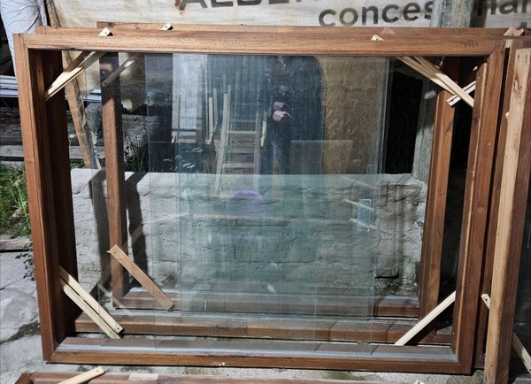 Ventana ideal división marco de cedro vidrios de correr de 5 mm