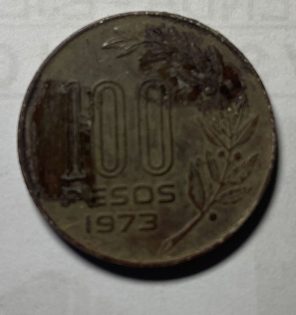 Moneda de 100 Pesos Uruguayos de 1973 con Retrato de Artigas - imagen 1