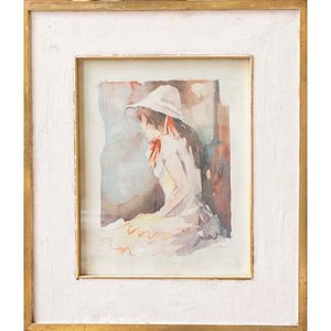 Lote anterior: Acuarela "Dama con Capelina" con Passepartout Manchas