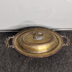 Centro de Mesa Ovalado Italiano en Metal Sellado con Tapa y Asas - imagen 6