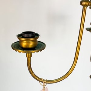 Araña de Bronce Antigua, 3 Luces con Pináculos (Sin Fanales) - imagen 4