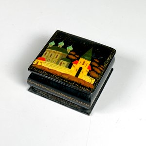 Caja laca rusa decorada 6 x 6 cm - imagen 2