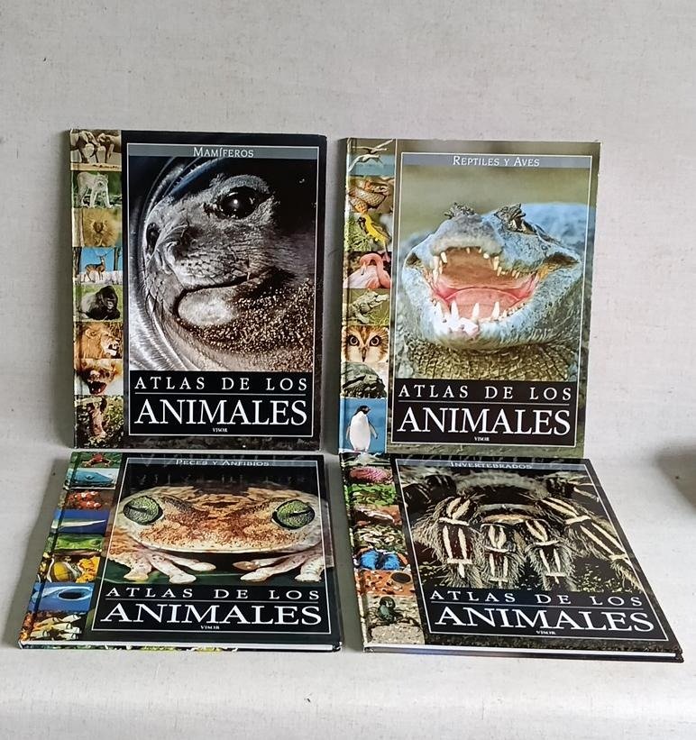 Atlas de los Animales: Mamíferos, Reptiles, Aves, Peces y Anfibios, Invertebrados (4 Tomos)