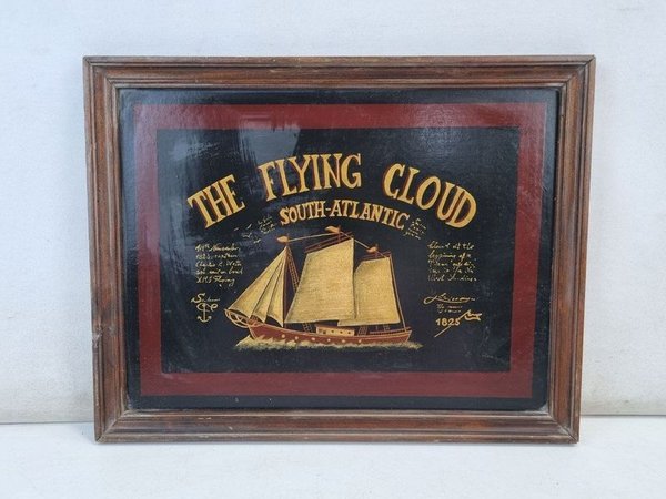 Cuadro Decorativo 'The Flying Cloud' Estilo Marinero con Velero y Leyendas Náuticas - imagen 1