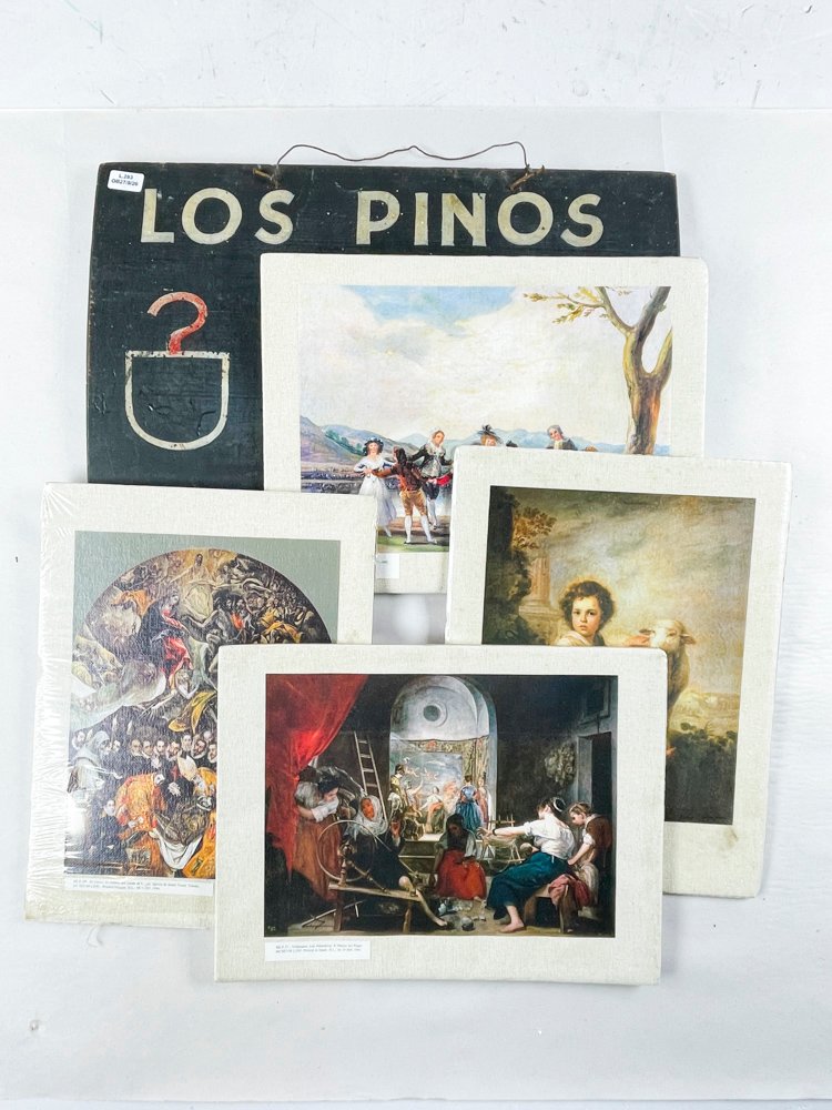 Lote de 5 Láminas Artísticas y Cartel "Los Pinos"
