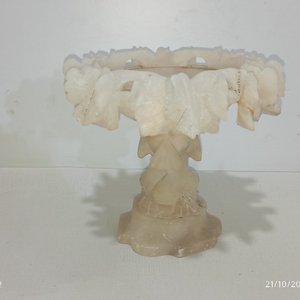Lote de 6 piezas decorativas: cafetera de metal, mortero de mármol, centro de mesa, 2 cisnes y cuenco - imagen 7