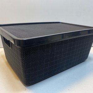Caja Organizadora Plástica Negra Calada con Tapa y Asas - imagen 2