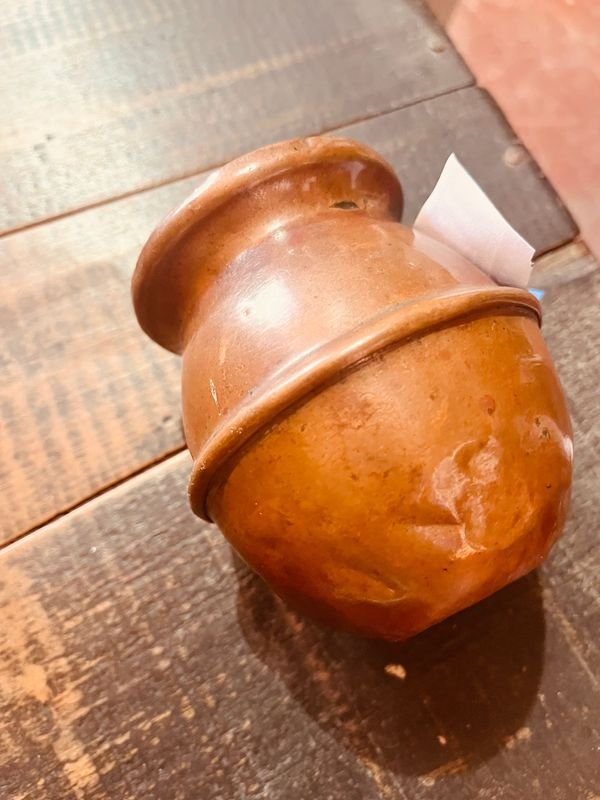 Mate antiguo forrado cobre, vaso de cerámica - imagen 5
