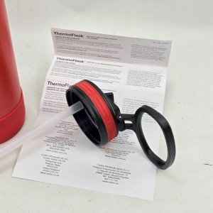 Botella Térmica ThermoFlask de Acero Inoxidable Roja con Pico y Popote - imagen 3