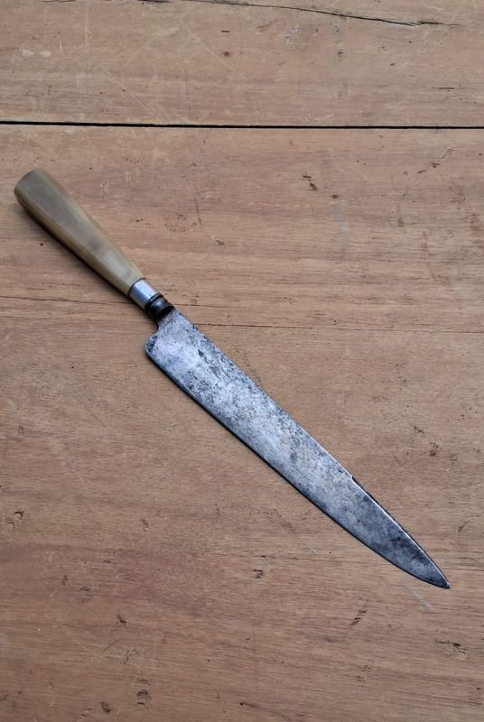 Cuchillo de colección Guazubirá antiguo con cuño, mango de asta