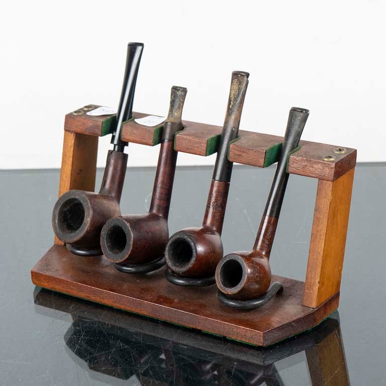 Portapipas de madera con 4 pipas y boquillas - imagen 1