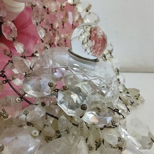 Antigua Araña de Techo de Cristal Prensado con Flores Pintadas a Mano - imagen 8