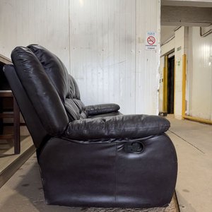 Sofá Reclinable de 3 Plazas en Cuero Sintético Marrón con Desgaste - imagen 5