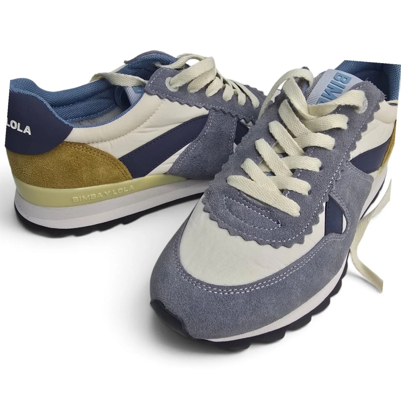 Zapatillas Urbanas Bimbo Lola Gris, Azul y Mostaza - Talle 38
