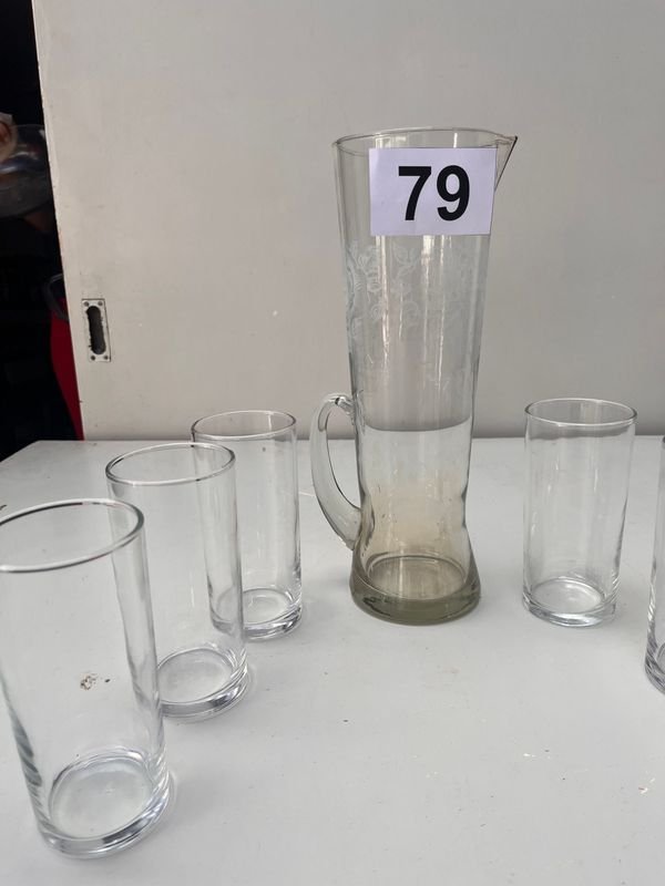 JARRA VIDRIO CON 6 VASOS - imagen 2