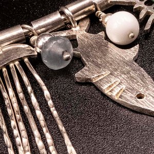 Gargantilla de Plata 950 con Dijes de Tiburón, Pez y Dije Estilizado - imagen 2