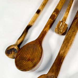 Lote de 8 Utensilios de Cocina Antiguos de Madera - imagen 2