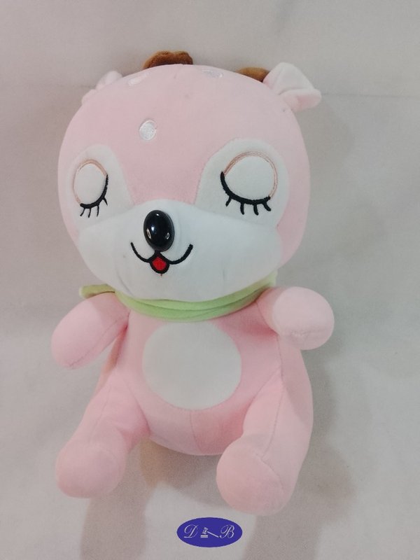 Peluche Rosa de Ciervo con Pañuelo Celeste