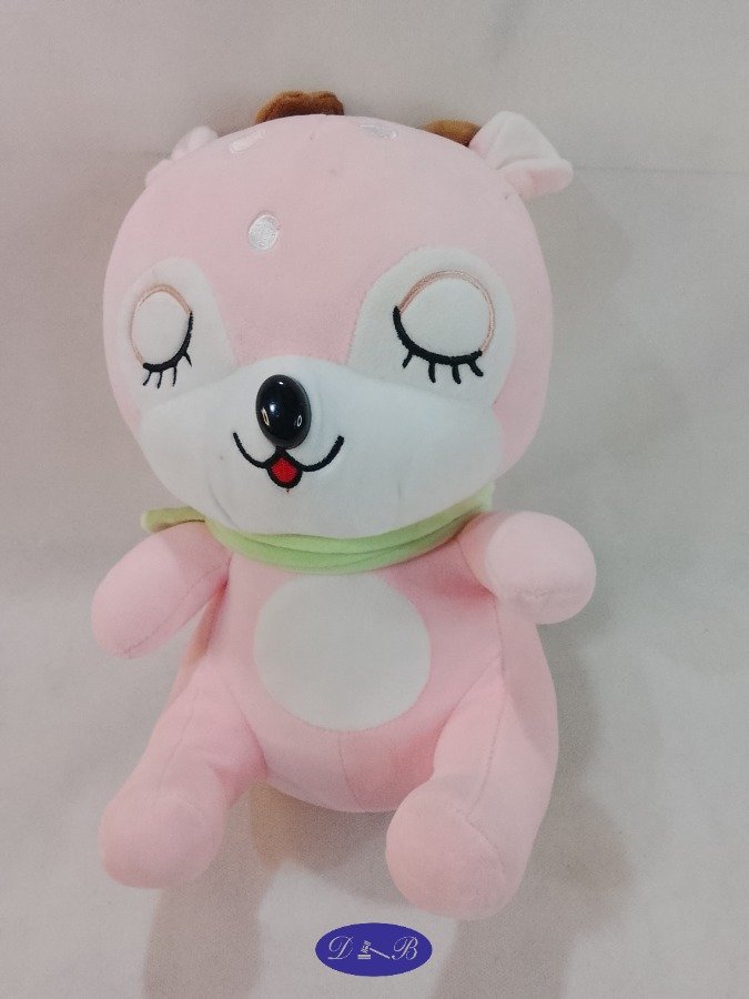 Peluche Rosa de Ciervo con Pañuelo Celeste