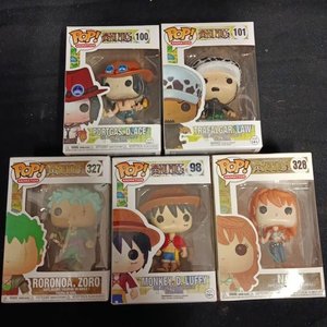Lote siguiente: Muñecos Pop! Animation One Piece: Portgas D. Ace, Trafalgar Law, Roronoa Zoro, Monkey D. Luffy y Nami