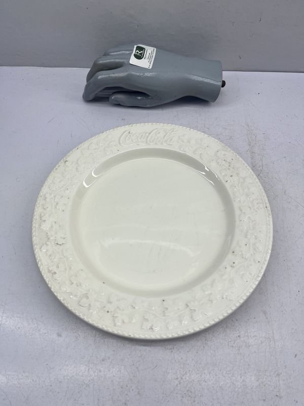 Plato de Cerámica Blanco con Publicidad Coca-Cola "Fabricado en Italia" - imagen 1