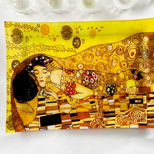 Bandeja Decorativa Estilo Klimt con Vasos y Copas de Vidrio - imagen 4
