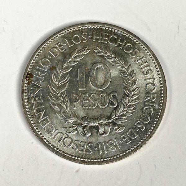 Moneda de Plata "El Gaucho" 10 Pesos Uruguayos 1961 - imagen 1