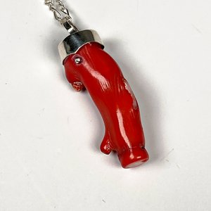Colgante de Coral Rojo y Plata con Cadena - imagen 3