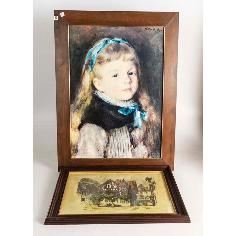 Lote siguiente: Lámina de Arte "Niña" con Grabado de Casa