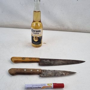 Juego de 2 Cuchillos de Cocina con Mangos de Madera y Hojas de Acero Oxidado - imagen 2