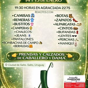 CONTINUACIÓN DE LIQUIDACIÓN TOTAL 'TIENDA LOS CORRALES SUC PAYSANDÚ' BOTAS CUERO-ZAPATOS CUERO-BOTINES-ALPARGATAS-PERCHAS-REMERAS-CAMPERAS-CHALECOS-CINTOS-LENTES-ETC RECONOCIDA MARCA!!! NO SE LO PIERDA!!!