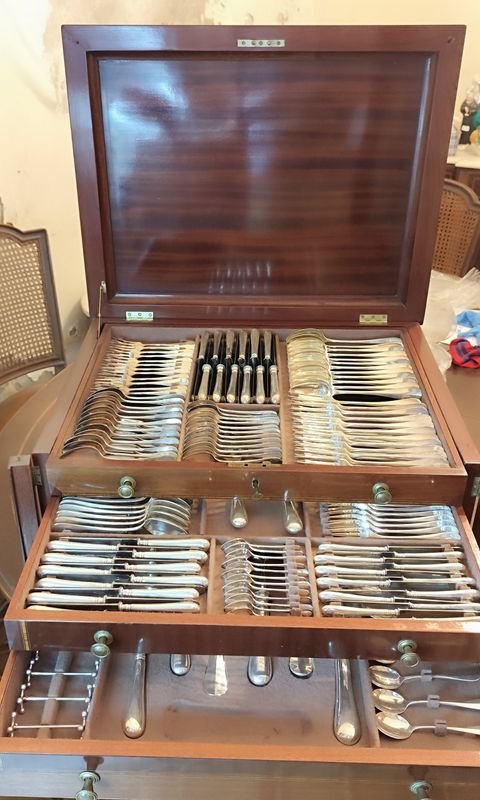 Lote siguiente: Conjunto de cubiertos frances en plata, modelo FIDELIO INMACULADO