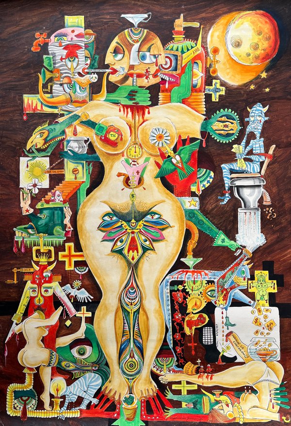 Acuarela y Tinta "Sin Título" de Celmar Poume - 74 x 51 cm - imagen 1