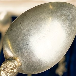 Doce Cucharitas de Metal Labradas para Té con Estuche - Origen Italia - imagen 6