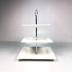 Torre de Porcelana Blanca para Masas y Postres, 3 Niveles Cuadrados - imagen 2