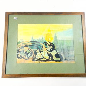 Lote siguiente: Cuadro Técnica Mixta Abstracta con Paisaje Urbano y Velos
