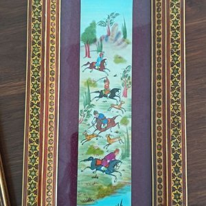 Trío de Miniaturas Persas con Marcos Taraceados Estilo Oriental - imagen 3