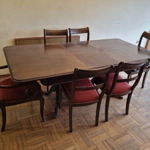 Juego de Comedor Extensible de Madera con Seis Sillas Tapizadas - imagen 7