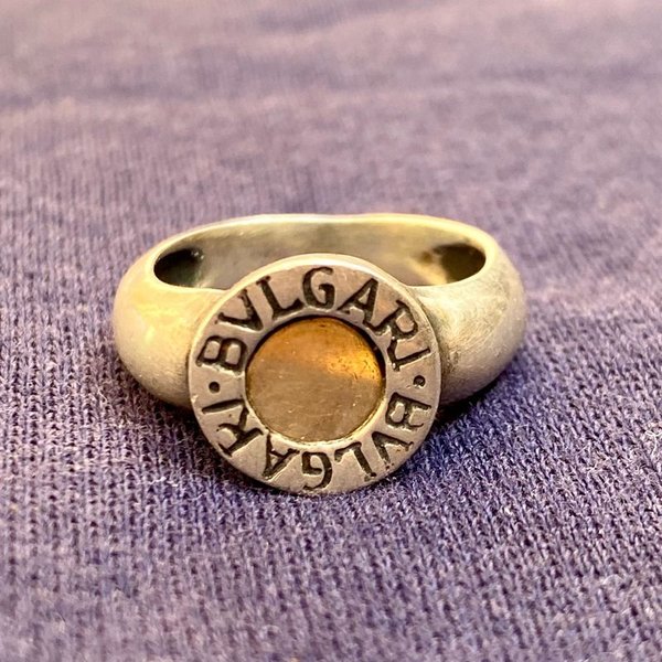 Anillo de plata Bulgari con detalles en oro - imagen 1
