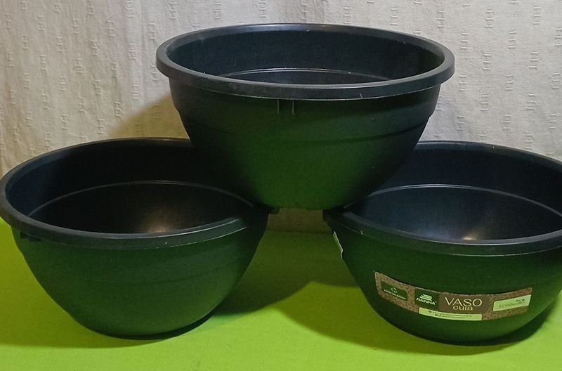3 Macetas Redondas Colgantes Verdes