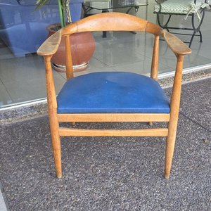 Butaca Danesa Vintage de los 60's con Tapizado Azul - imagen 1