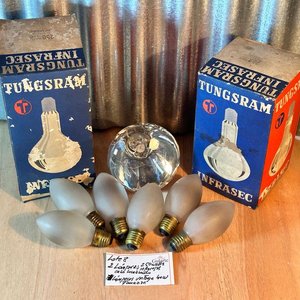 2 Lámparas de Calor 250 Whats y 6 lámparas esmeriladas vintage - imagen 3