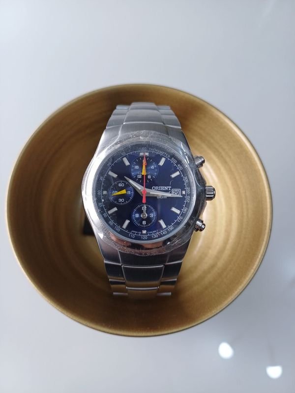 Reloj Orient Chronograph Acero Esfera Azul Taquímetro - imagen 1