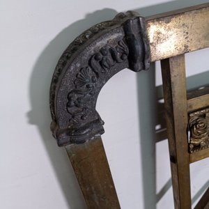 Respaldo y Piecera de Cama Antiguos en Bronce y Hierro con Detalles Florales - imagen 5