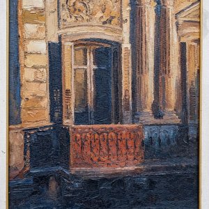 Óleo "Balcón de Ciudad Vieja" por Sergio Curto (40x50 cm) - imagen 2