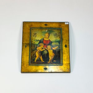 Lote siguiente: Cuadro Lámina "Dama Leyendo y Niños" Sobre Tabla Dorado 40x34 cm