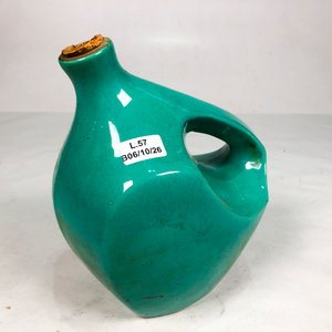 Porrón de Cerámica Esmaltada Celeste con Asa y Corcho - 21 cm - imagen 2