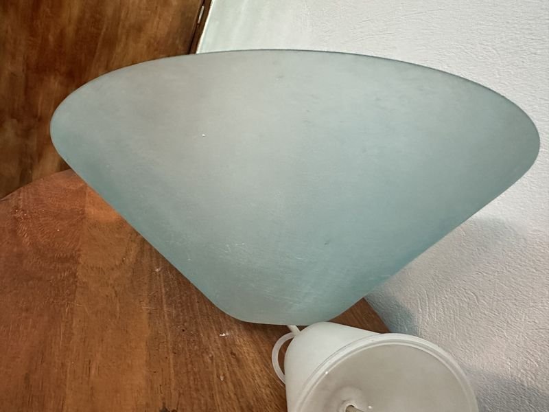 Lámpara de Techo Vidrio Celeste con Cordón Blanco - imagen 3