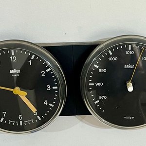 Barómetro y Reloj Braun Alemán Vintage - imagen 2